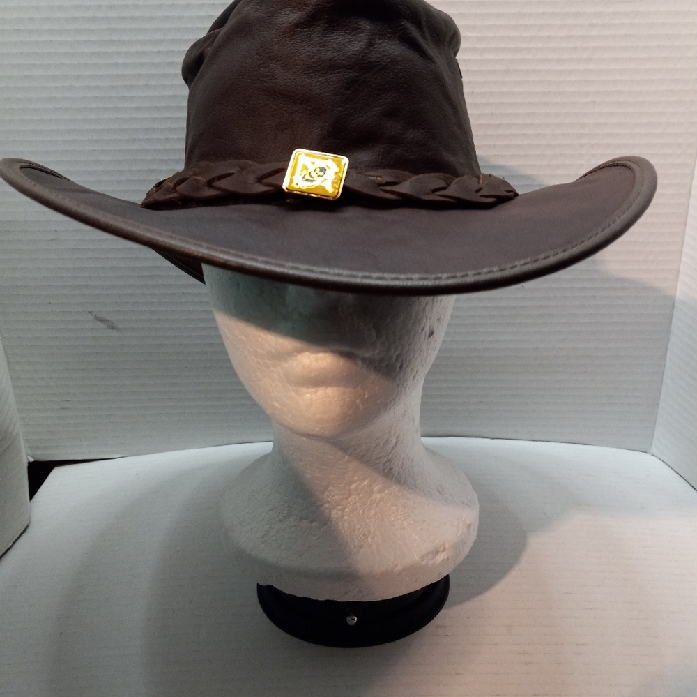Barmah Aussie Sundowner Kangaroo Leather Waterproof Brown 12 1/2 in x 12 in Hat